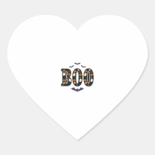 Cute Halloween Boo Ghost Pumpkin Design Heart Sticker
