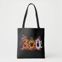 Cute Halloween BOO Pumpkin Ghost Cat Text Mark