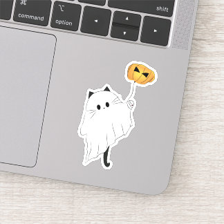 Cute Halloween Boo with a Pumpkin Balloon