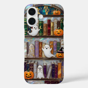 Cute Halloween Bookshelf Phone Case Ghost Pumpkin 