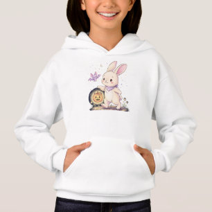 Cute Halloween Bunny with Pumpkin Lantern and Bat