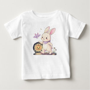 Cute Halloween Bunny with Pumpkin Lantern and Bat Baby T-Shirt