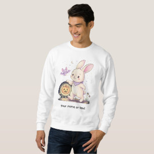 Cute Halloween Bunny with Pumpkin Lantern and Bat Sweatshirt