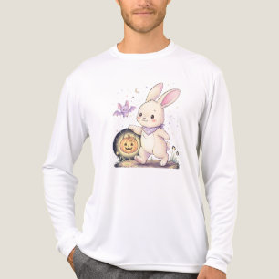 Cute Halloween Bunny with Pumpkin Lantern and Bat Tri-Blend Shirt