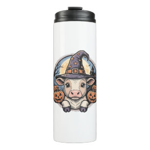 Cute Halloween Calf Witch Hat Vintage Engraving De Thermal Tumbler