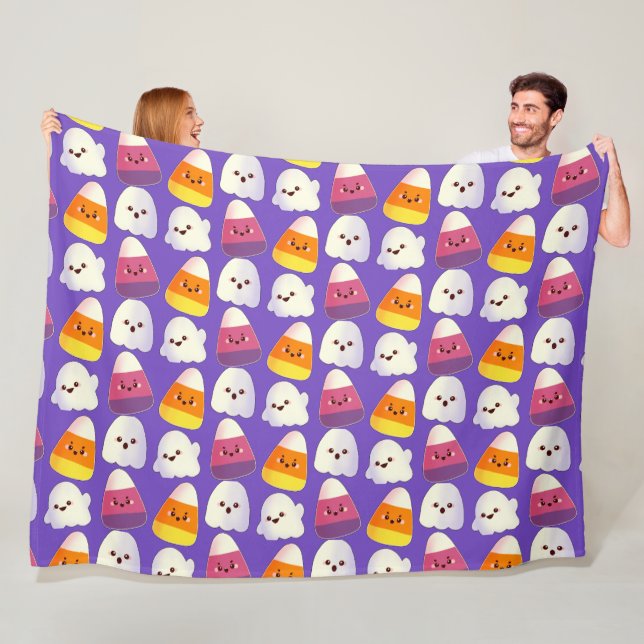 Cute Halloween Candy And Ghost Pattern Fleece Blanket (In Situ)