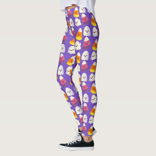 Cute Halloween Candy And Ghost Pattern Leggings