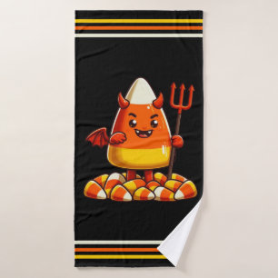 Cute Halloween candy corn monster Bath Towel