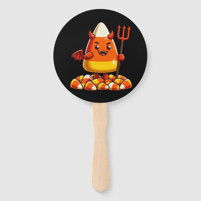 Cute Halloween candy corn monster Hand Fan (Front)