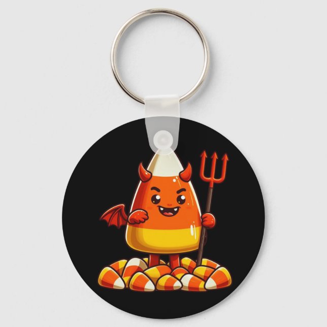 Cute Halloween candy corn monster Key Ring (Front)