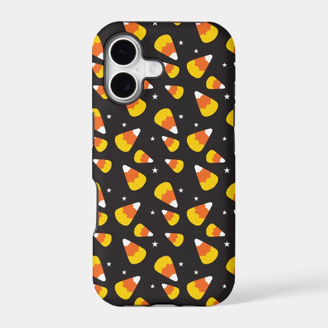 Cute Halloween candy corn on black pattern (Back)