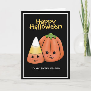 Cute Halloween Candy Corn & Pumpkin Card