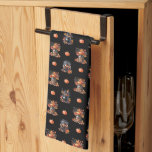 Cute Halloween Candy Jars | Pumpkins Fall Pattern Tea Towel<br><div class="desc">Cute Halloween candy in jars and pumpkins autumn pattern</div>