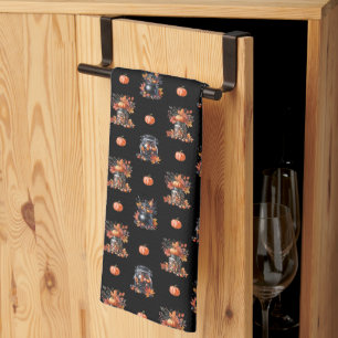 Cute Halloween Candy Jars   Pumpkins Fall Pattern Tea Towel