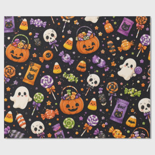 Cute Halloween Candy Seamless Pattern Wrapping Paper