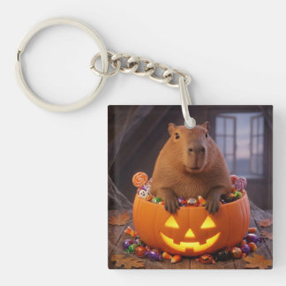 Cute Halloween Capybara Pumpkin Candy Keyring
