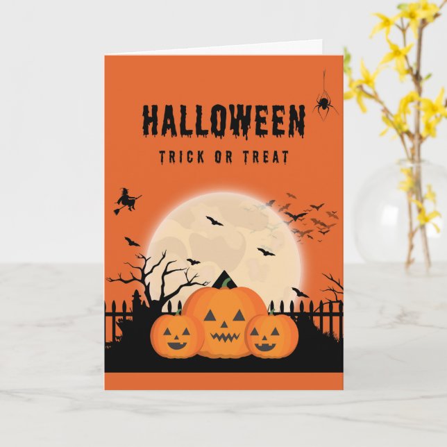 Cute Halloween Cards Ghosts, Pumpkins (Yellow Flower)