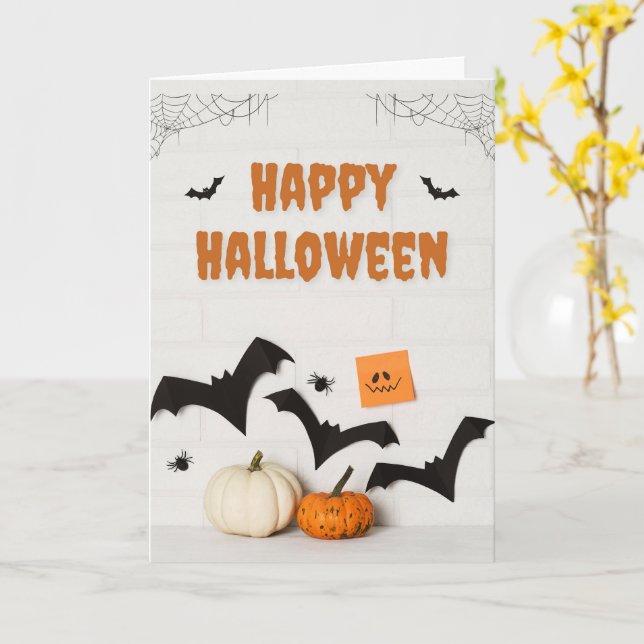 Cute Halloween Cards Ghosts, Pumpkins (Yellow Flower)