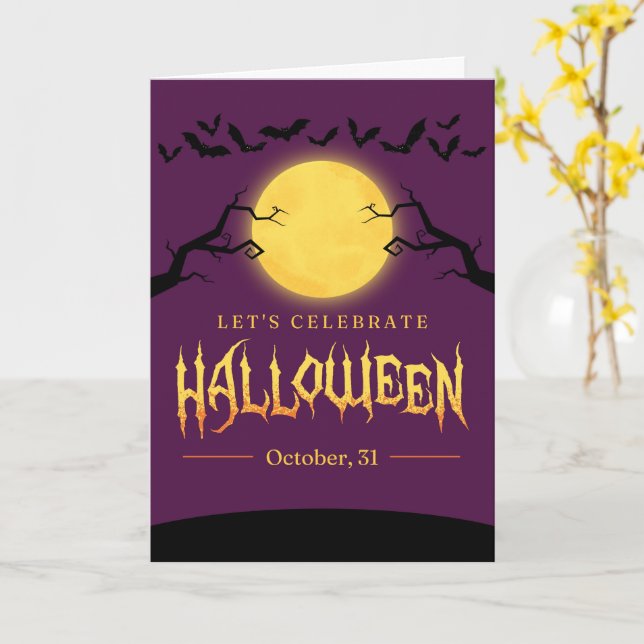 Cute Halloween Cards Ghosts, Pumpkins (Yellow Flower)