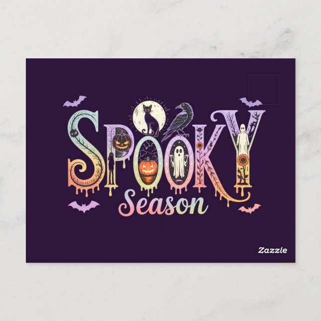 Cute Halloween Cards, Spooky Season Halloween  Postcard (Back)