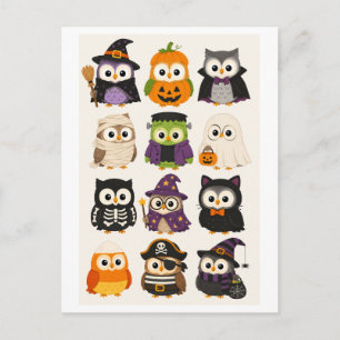 Cute Halloween Cartoon Owl Postcard