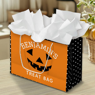 Cute Halloween Cartoon Pumpkin Trick or Treat Large Gift Bag