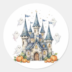 Cute Halloween Castle Ghosts Pumpkin Kids Classic Round Sticker