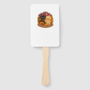 Cute Halloween Cat and Mummy Embroidery Patch Stic Hand Fan