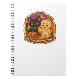 Cute Halloween Cat and Mummy Embroidery Patch Stic Notebook