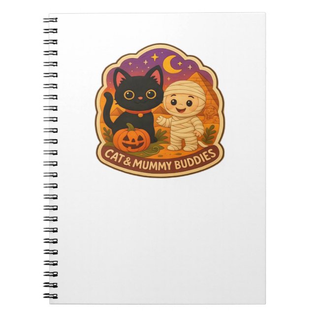 Cute Halloween Cat and Mummy Embroidery Patch Stic Notebook (Front)