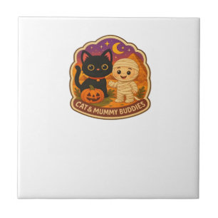 Cute Halloween Cat and Mummy Embroidery Patch Stic Tile