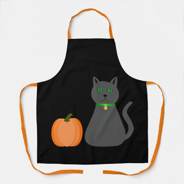 Cute Halloween Cat and Pumpkin Apron (Front)