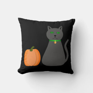 Cute Halloween Cat and Pumpkin Cushion