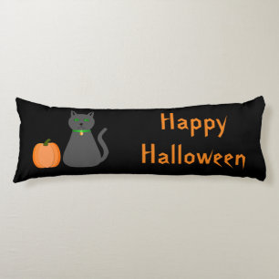 Cute Halloween Cat and Pumpkin Custom Body Cushion