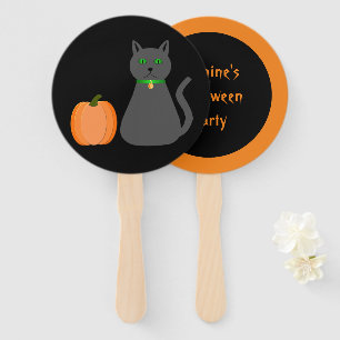 Cute Halloween Cat and Pumpkin Custom Party Hand Fan