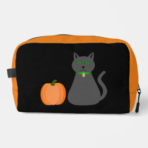 Cute Halloween Cat and Pumpkin Dopp Kit