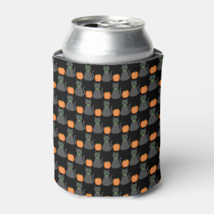 Cute Halloween Cat and Pumpkin Patterned Can Cooler