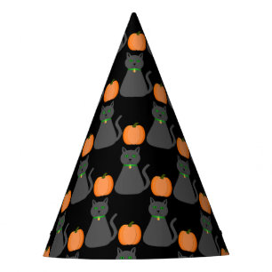 Cute Halloween Cat and Pumpkin Patterned Party Hat
