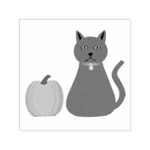 Cute Halloween Cat and Pumpkin Self-inking Stamp