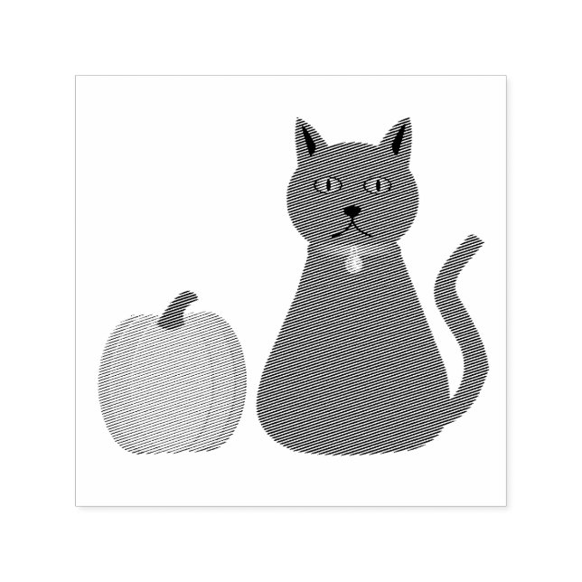 Cute Halloween Cat and Pumpkin Self-inking Stamp (Design)