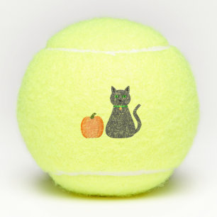 Cute Halloween Cat and Pumpkin Tennis Balls