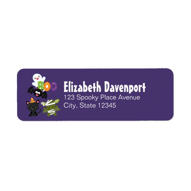 Cute Halloween Cat, Bat, Mummy & Ghost (Front)