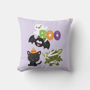 Cute Halloween Cat, Bat, Mummy & Ghost Cushion