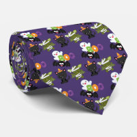 Cute Halloween Cat, Bat, Mummy & Ghost Pattern
