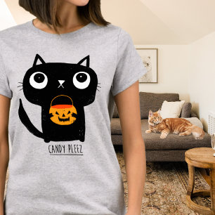 Cute Halloween Cat Candy Please T-Shirt