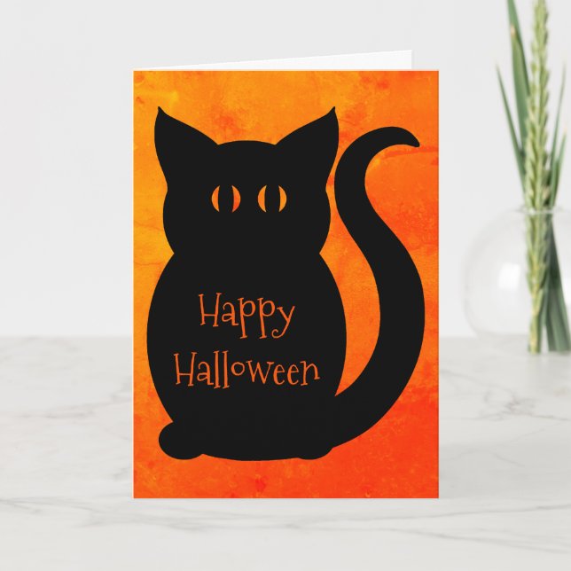 Cute Halloween cat Card (Front)