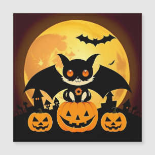 Cute Halloween Cat Character with Pumpkins