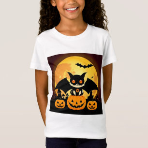 Cute Halloween Cat Character with Pumpkins T-Shirt
