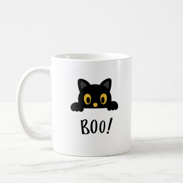 Cute Halloween Cat Coffee Mug Design (Left)