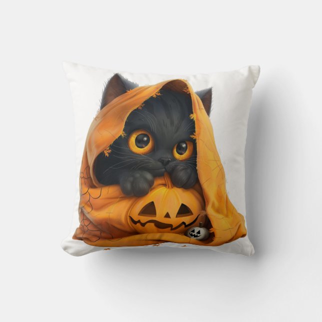 Cute Halloween Cat for Kids Cushion (Front)